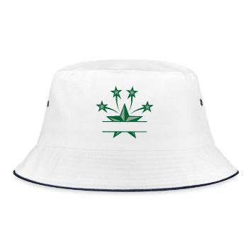 Star green and grey with bar between them - Bucket Hat - white/navy - Front