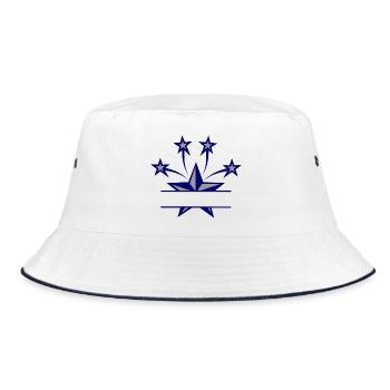 Star dark blue and grey with bar between them - Bucket Hat - white/navy - Front