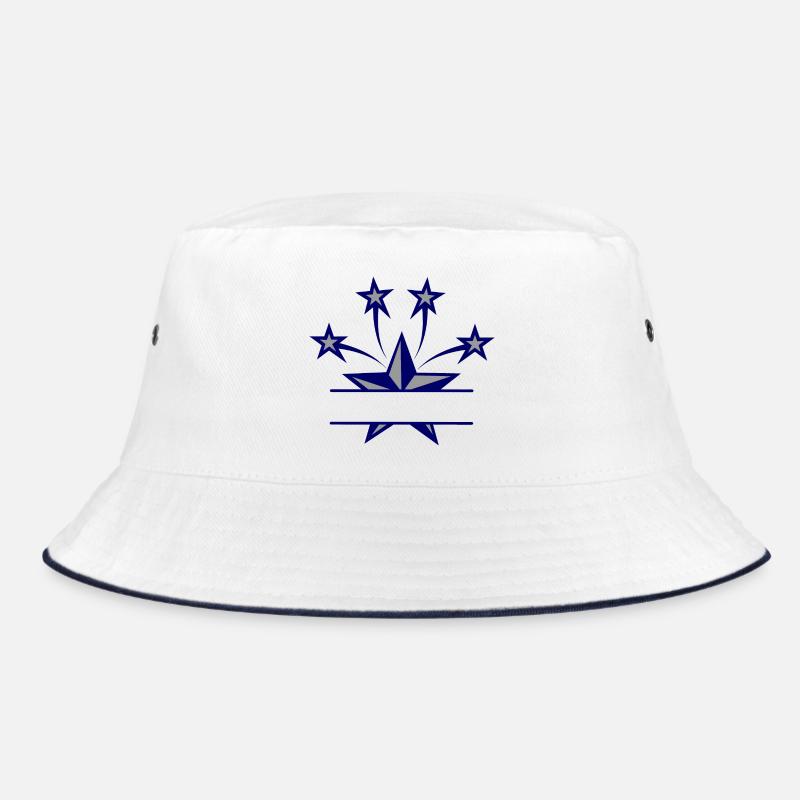 Star dark blue and grey with bar between them Bucket Hat