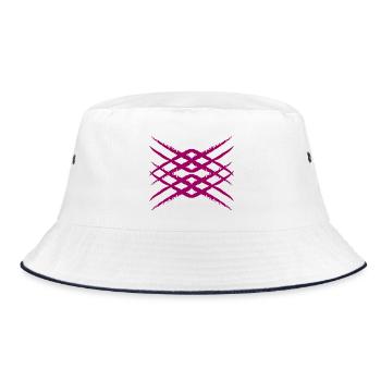 Art - timeless Design | Rauten-Kunst | Kreuzmuster - Bucket Hat - Weiß/Navy - Vorne