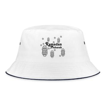 Ramadan Mubarak lights, asterisks - Bucket Hat - white/navy - Front