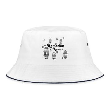 Ramadan Kareem star and lights - Bucket Hat - white/navy - Front