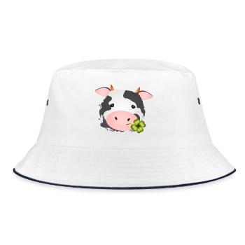 niedliche Kuh mit Kleeblatt für Bauernhof Fans - Bucket Hat - Weiß/Navy - Vorne