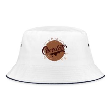 Life is better with chocolate - Chocolate Lover - Bucket Hat - Weiß/Navy - Vorne