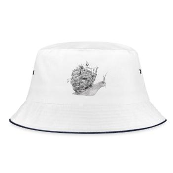 Snail with Moving Castle - Bucket Hat - white/navy - Front
