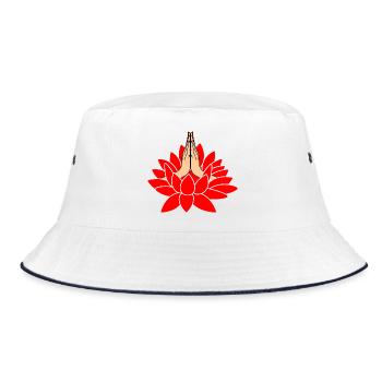 Lotus rouge namaste mains - Bob - blanc/marine - Devant