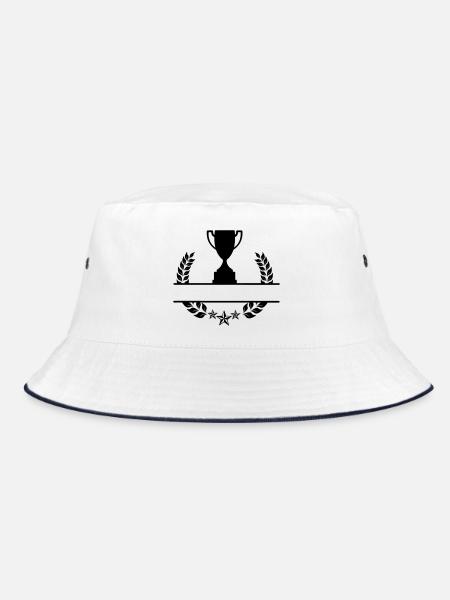Laurel wreath monogram cup - Bucket Hat - white/navy - Front
