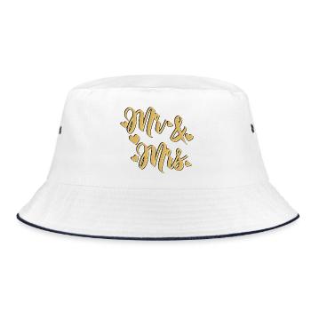 Herr und Frau Relief schwarzes Gold zum Anpassen - Bucket Hat - Weiß/Navy - Vorne