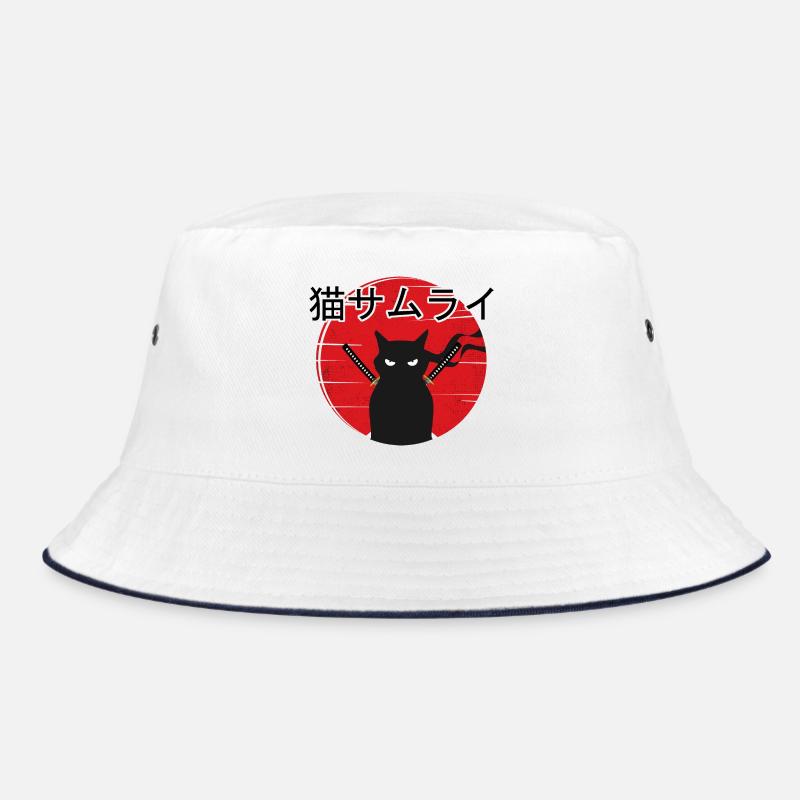 Samurai Kitten Ninja Cat Japanese Vintage Sunset Bucket Hat