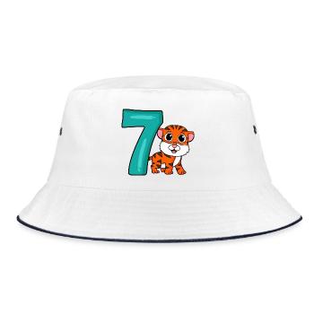 7 birthday 7 years old with animal motif - seven - Bucket Hat - white/navy - Front