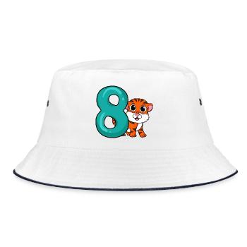 8 Birthday 8 years old with animal motif - eight - Bucket Hat - white/navy - Front