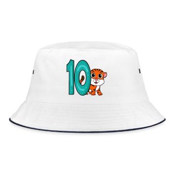 10th Birthday Motif Tiger - ten years - Bucket Hat - white/navy - Front