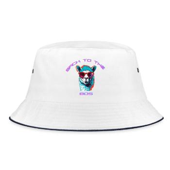 Lässiger Lama mit Sonnenbrille Retro-Design - Bucket Hat - Weiß/Navy - Vorne