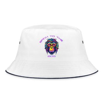 Psychedelischer Gorilla mit Sonnenbrille - Bucket Hat - Weiß/Navy - Vorne