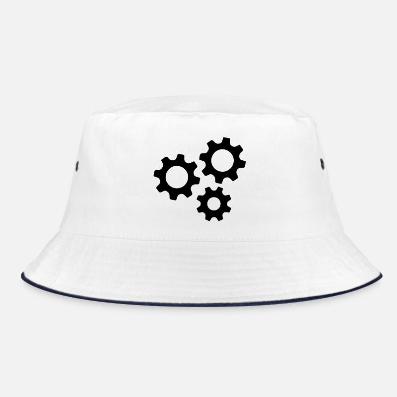 Gear Gearwheel Machines Work - Bucket Hat - white/navy