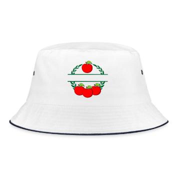 Apples in laurel wreath red apples - Bucket Hat - white/navy - Front