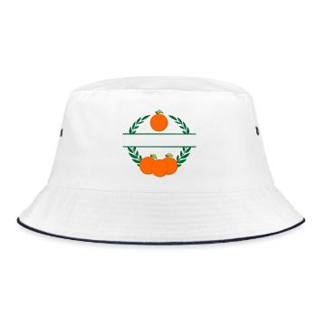 Orange in laurel wreath with orange oranges - Bucket Hat - white/navy - Front