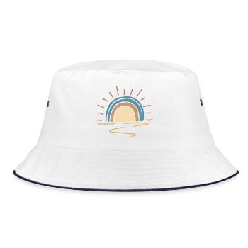 Pastel Sunrise Arc - Bucket Hat - white/navy - Front