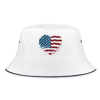 Heartflag Grunge Americana - Bucket Hat - white/navy - Front
