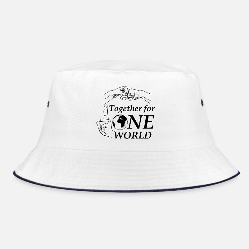 Gemeinsam für eine Welt - Bucket Hat - Weiß/Navy