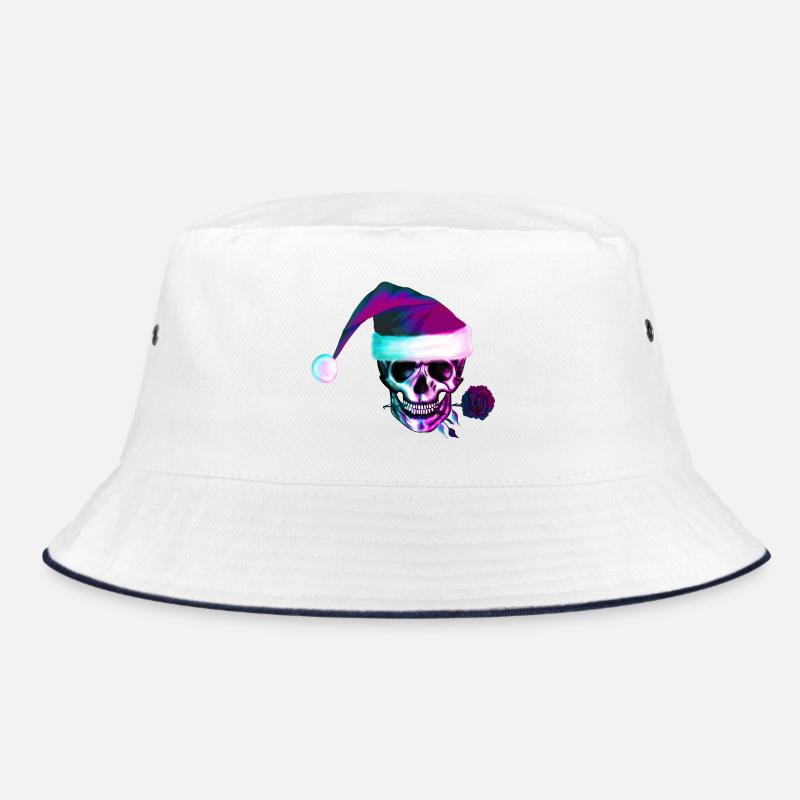 Crâne néon avec chapeau de Noël Bob