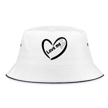 Minimal Hearts Line Drawing - Bucket Hat - white/navy - Front