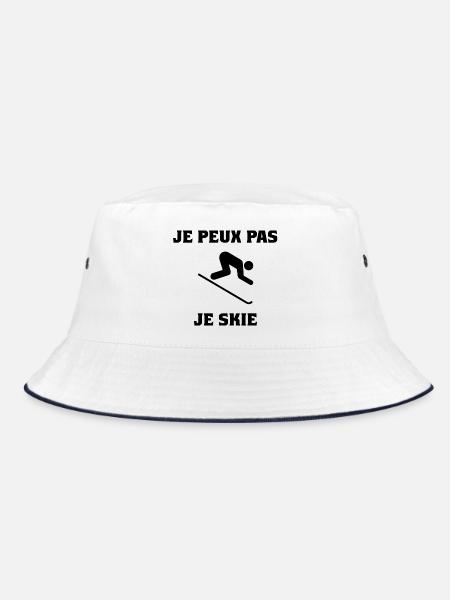 ICH KANN NICHT. SKI. SKI. SCHLÄGER. SCHNEE. SNOWBOARDEN - Bucket Hat - Weiß/Navy - Vorne