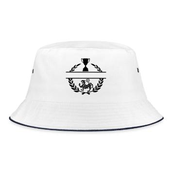 Winner of the cup with tiger in laurel wreath - Bucket Hat - white/navy - Front