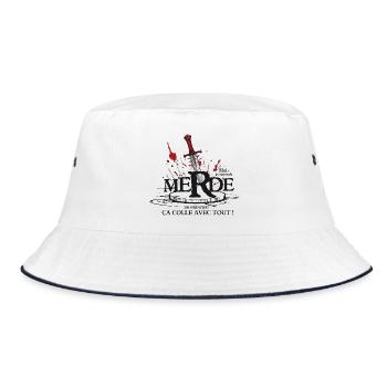 Moi je réponds merde, ça colle avec tout ! humour - Bob - blanc/marine - Devant