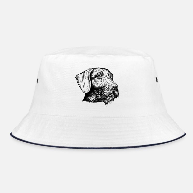 Deutsch Drahthaar Portrait - Bucket Hat - Weiß/Navy