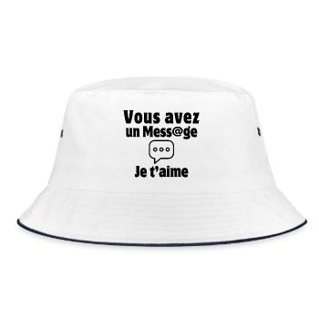 message, text, valentine's day, I love you - Bucket Hat - white/navy - Front