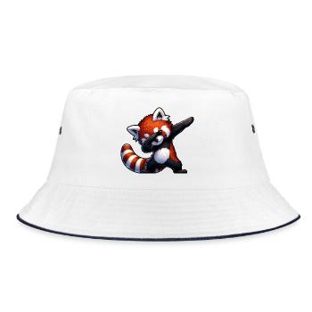 Red Panda Dab – Motif de danse kawaii - Bob - blanc/marine - Devant