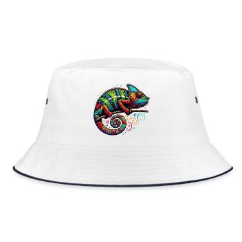 Chamäleon - Bucket Hat - Weiß/Navy - Vorne