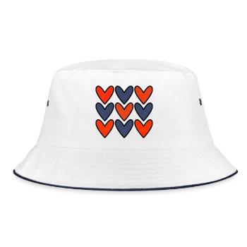HEART. HEARTS. VALENTINE'S DAY. LOVE. LOVE. COUPLE. - Bucket Hat - white/navy - Front