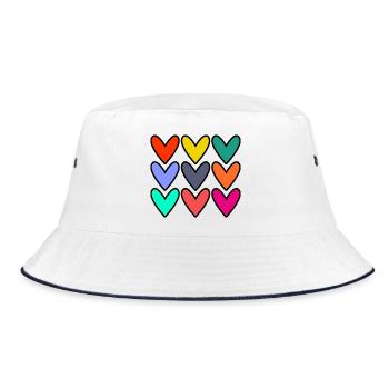 HEART. HEARTS. VALENTINE'S DAY. LOVE. LOVE. COUPLE. - Bucket Hat - white/navy - Front