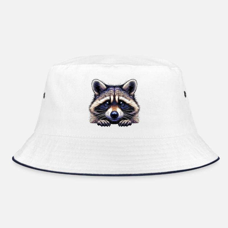 Waschbär - Bucket Hat - Weiß/Navy