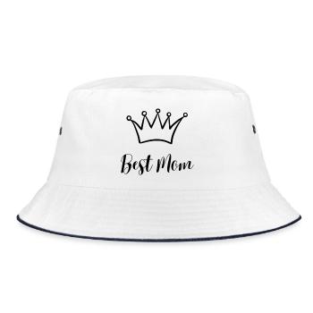Best Mom - Bucket Hat - Weiß/Navy - Vorne