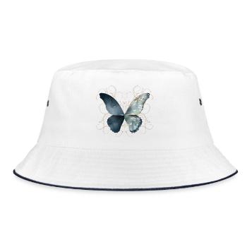Butterfly wings in bluish watercolors - Bucket Hat - white/navy - Front