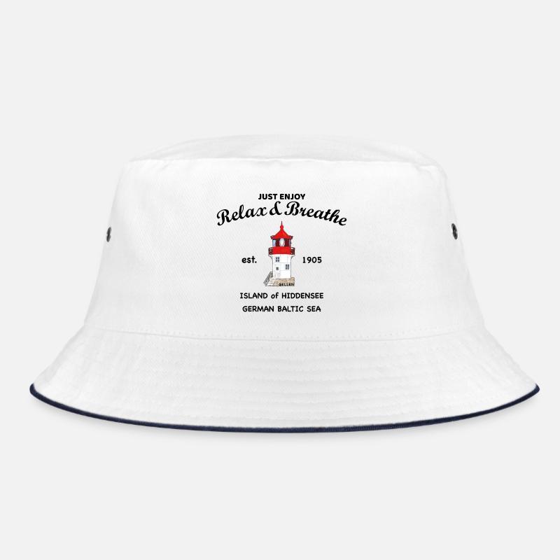 Insel Hiddensee, Leuchtturm Gellen Deutsche Ostsee - Bucket Hat - Weiß/Navy
