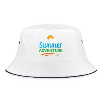 Sommer-Abenteuer - Bucket Hat - Weiß/Navy - Vorne