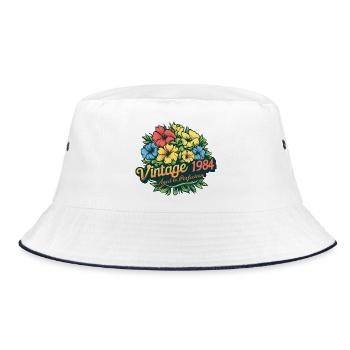 Vintage 1984 - Aged to perfection - Bucket Hat - Weiß/Navy - Vorne