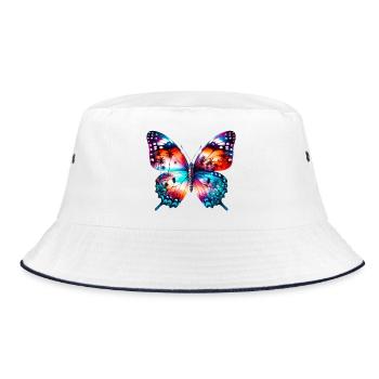 Schmetterling - Bucket Hat - Weiß/Navy - Vorne