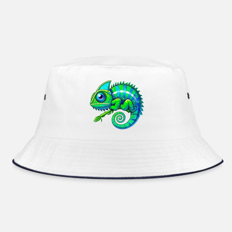 Chamäleon - Bucket Hat - Weiß/Navy