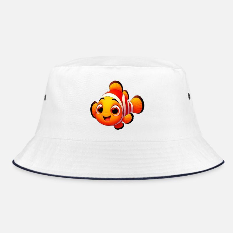 Clownfisch - Bucket Hat - Weiß/Navy