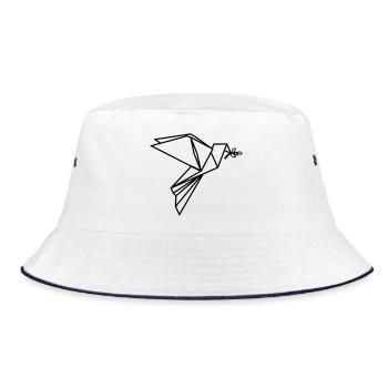 Origami-Friedenstaube transparent - Bucket Hat - Weiß/Navy - Vorne