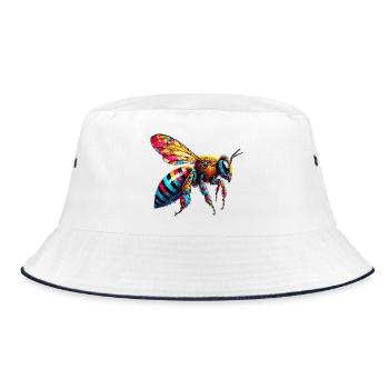 Bee - Bucket Hat - white/navy - Front