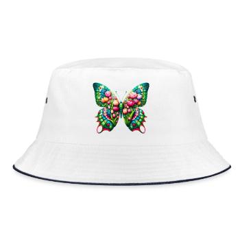Schmetterlingsblumen Tulpen Tulpe Holland - Bucket Hat - Weiß/Navy - Vorne