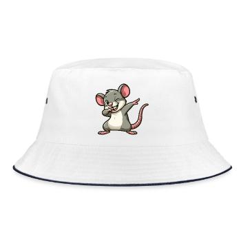 Rat and Mouse Dabbing Cartoon - Bucket Hat - white/navy - Front