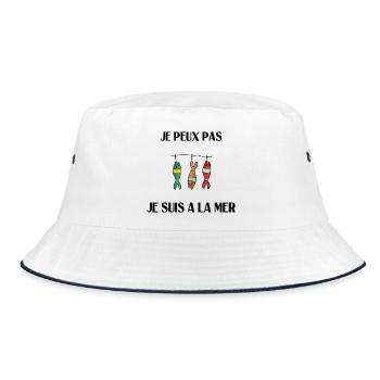 ICH KANN NICHT, ICH BIN AM MEER - Bucket Hat - Weiß/Navy - Vorne