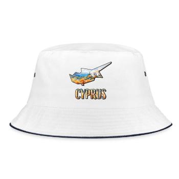 Aquarell Landkarte Zypern - Bucket Hat - Weiß/Navy - Vorne